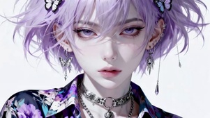 紫发少女插画