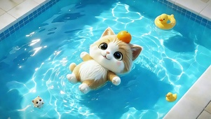 泳池小萌猫