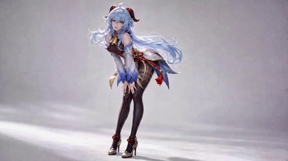 蓝发古风少女