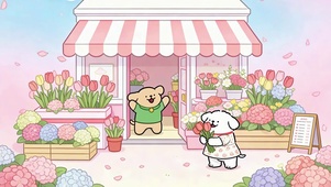 线条小狗的春日花坊