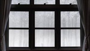 冬日窗外飘雪
