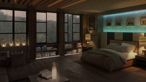 雨天舒适的卧室