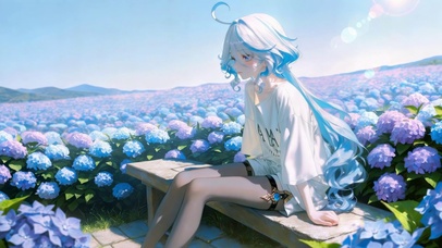 绣球花海里的芙宁娜