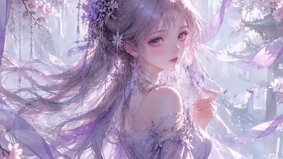 紫色系列二次元美少女