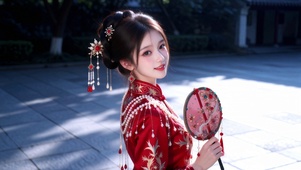 红衣美女