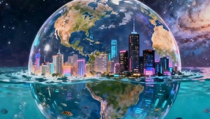 科幻宇宙海底世界带鱼屏