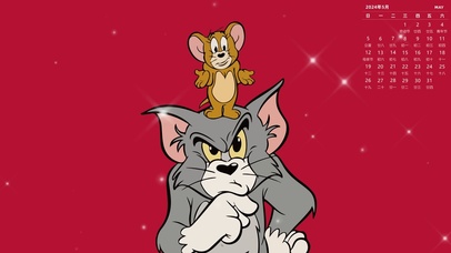 5月份日历壁纸-猫和老鼠