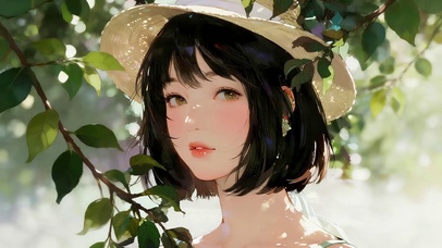 树荫下女孩