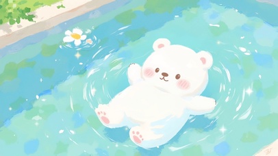 夏日游泳小熊