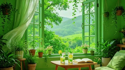 清新绿色系氛围感窗景