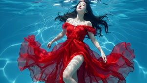 水下红裙女