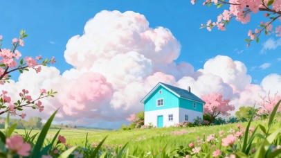 蓝天白云花草树木