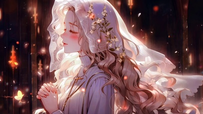 动漫祈福的女孩