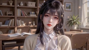 图书馆温柔二次元美少女