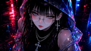 赛博朋克雨夜暗黑美少女