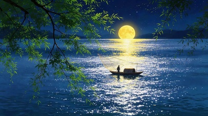 夜晚的湖面