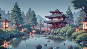 流星古风夜景