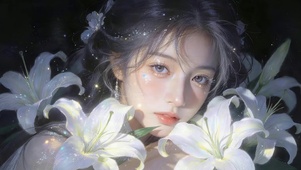 百合鲜花女孩