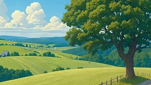 护眼白云树木带鱼屏