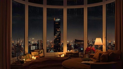 4K雨夜纽约城市卧室