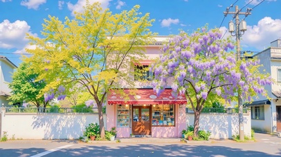 蓝天下街角商店