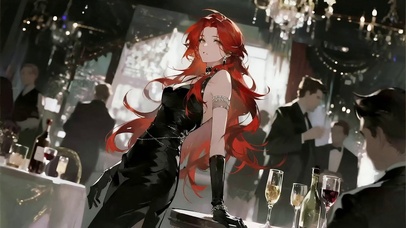 晚宴上的漂亮橘发美女