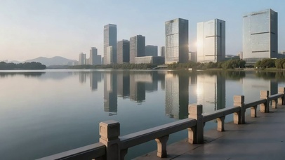 静谧城市湖畔