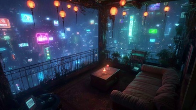 阳台城市夜景