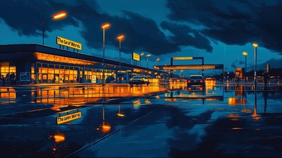 蓝调雨夜城市机场