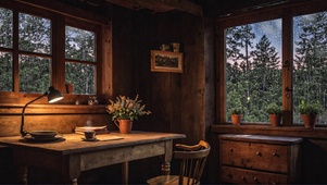 【雨景】林中的小木屋