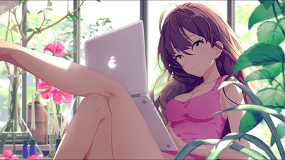 玩游戏的动漫少女