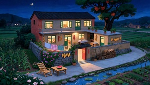 童年夏夜农家小院4K