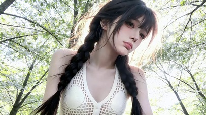 森系清纯麻花辫少女