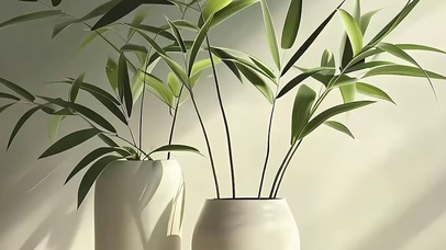 简约小清新草盆带鱼屏