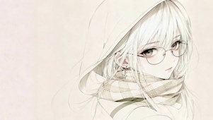 浅色系白发眼镜美少女