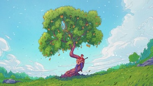 唯美治愈弹琴树下之景