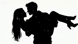 黑色剪影情侣亲密互动浪漫氛围感