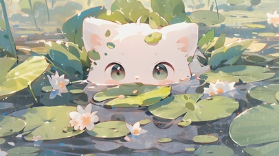 4K 荷花池小猫