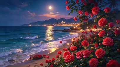 月夜玫瑰滩