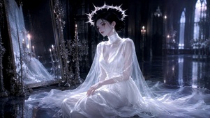 荆棘皇冠冷艳白裙女神