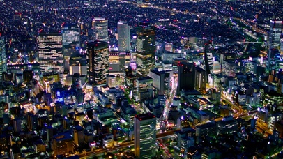 航拍璀璨都市夜景