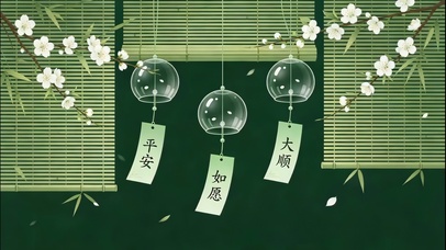 轻简 竹绿 竹帘腊梅风铃