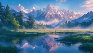 迷雾玉龙雪山湖泊