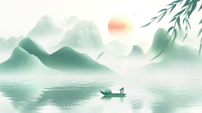 古风山水绿色清新清明背景