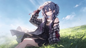 草地上清冷少女