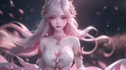 古风清纯性感粉色长发美少女