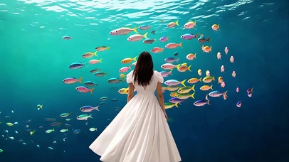 美女深海观鱼