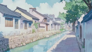 清透夏日江南水乡建筑