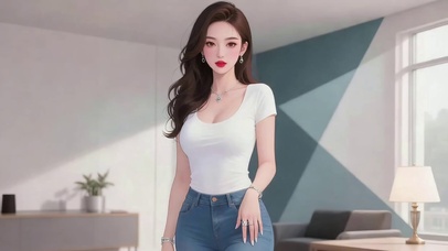 动漫风居家长发美女1