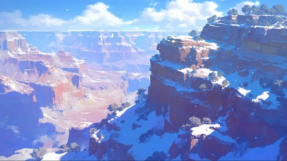 阳光冬日积雪峡谷